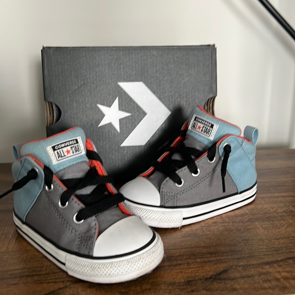 Toddler Size 7c Converse Mason/Worn Blue/Mantra Orange